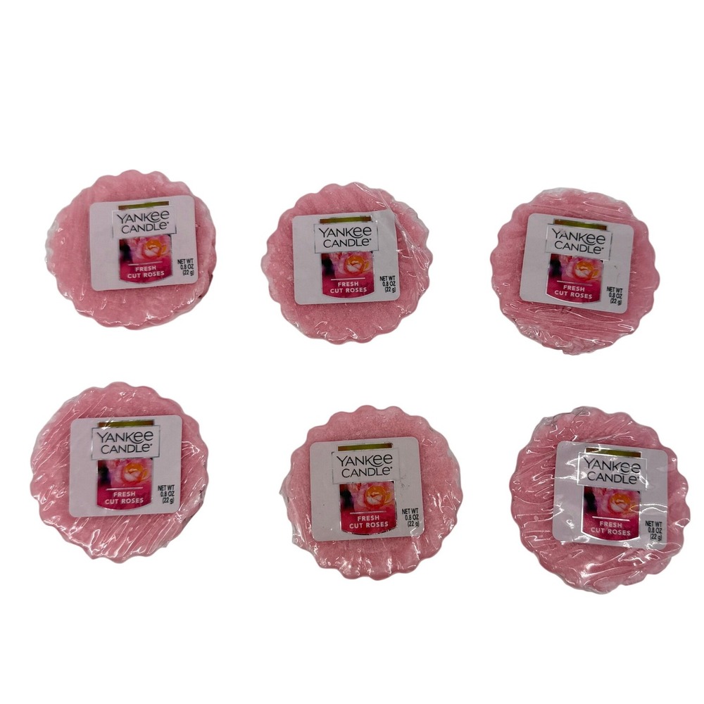 NEW Yankee Candle Fresh Cut Roses Wax Melts Tarts 0.8oz Lot of 6‎ Pink 1038344